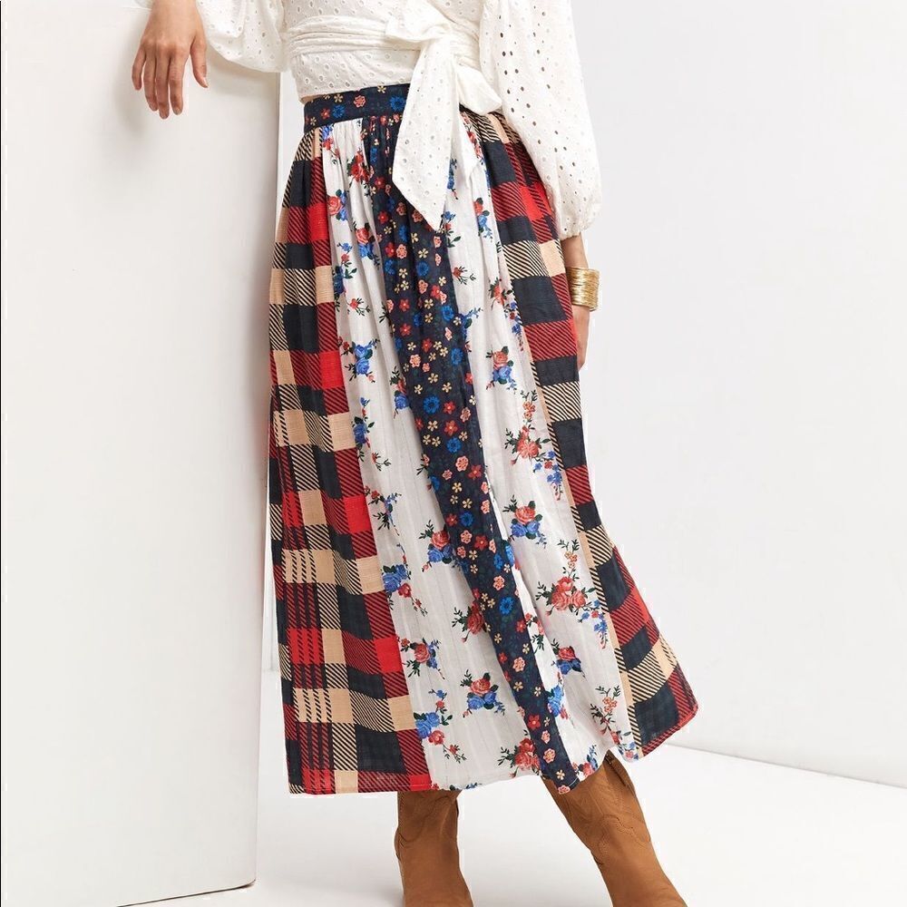 Anthropologie Let me be contrast maxi skirt NWT size small - Picture 4 of 6